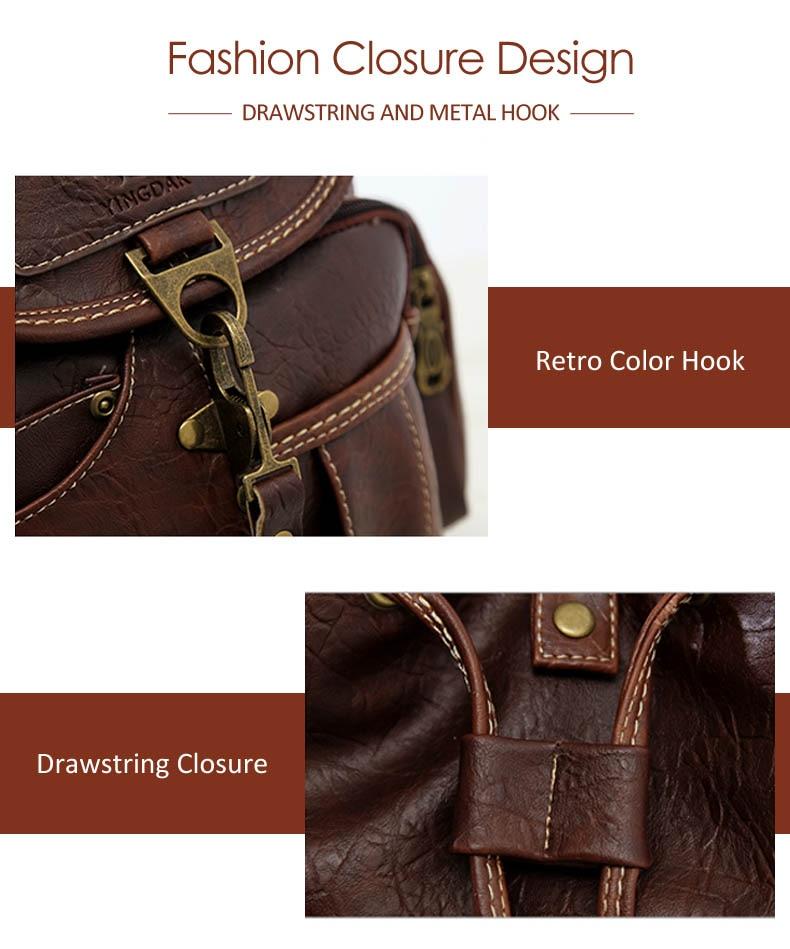 Vintage Faux Leather Drawstring Backpack - More than a backpack