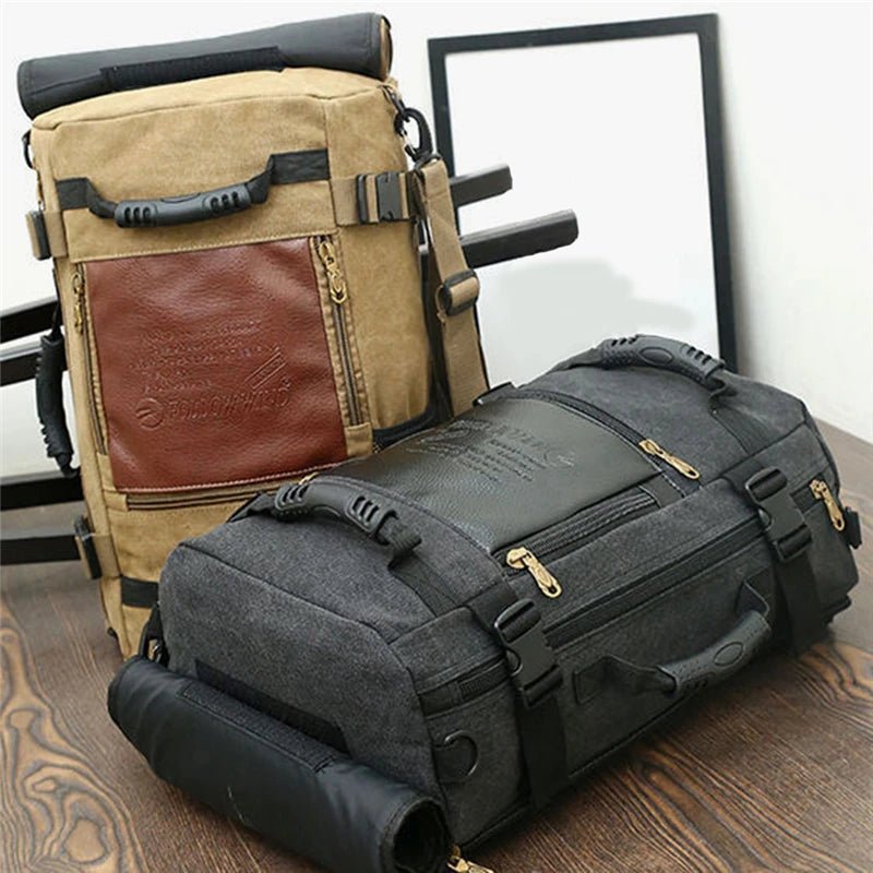 Vintage Large Canvas Travel Bucket Backpack - More than a backpack