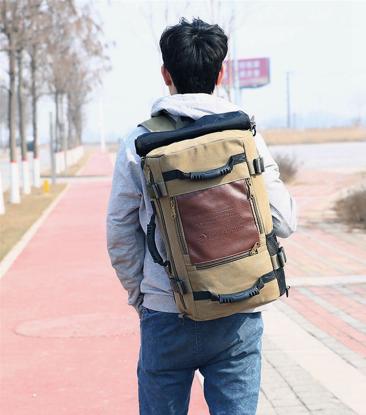 Vintage Large Canvas Travel Bucket Backpack - More than a backpack